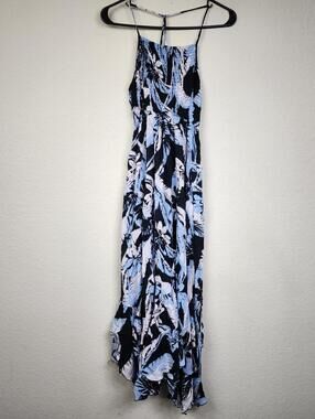 Free People Blue Tropical Small Midi Dress